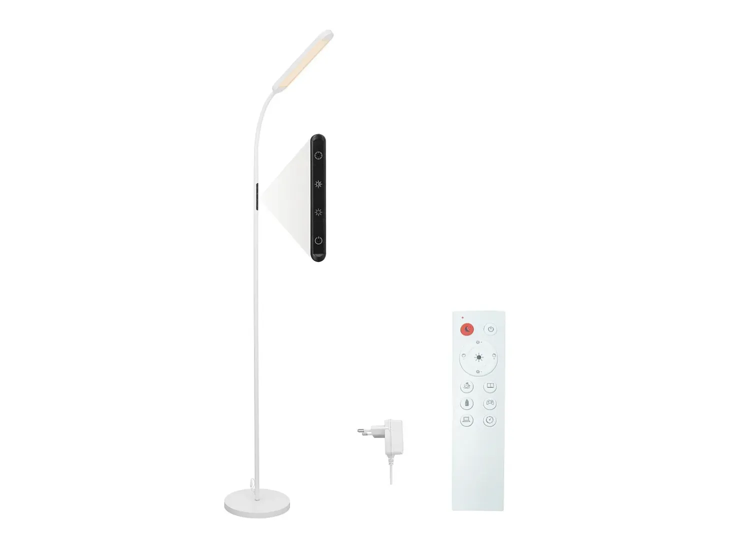 Lámpara de pie LED NETTLIFE para sala de estar, regulable, blanca, 11 W, flexible, 360°, para sofá
