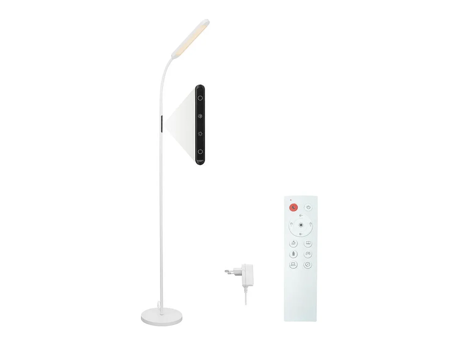 Lámpara de pie LED NETTLIFE para sala de estar, regulable, blanca, 11 W, flexible, 360°, para sofá