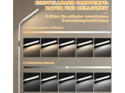 Lámpara de pie LED NETTLIFE para sala de estar, regulable, blanca, 11 W, flexible, 360°, para sofá