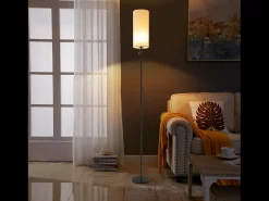 Lámpara de pie LED regulable NETTLIFE con pantalla de tela retro para sala de estar con interruptor de tiro