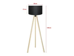 Lámpara de pie luminaria 140 cm de alto casquillo E27 efecto madera/negro 03_0007292
