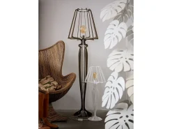 Lámpara de pie Minerva Ø38x166 cm en hierro estilo reticulado Diseño moderno con interruptor de pie Conexión E27 Made in Italy Oro