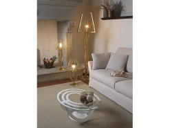 Lámpara de pie Minerva Ø38x166 cm en hierro estilo reticulado Diseño moderno con interruptor de pie Conexión E27 Made in Italy Oro