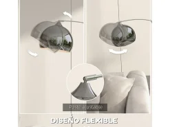 Lámpara de pie Modde Homcom 40W poste ajustable negro/plata 170-180x110-115x30 cm