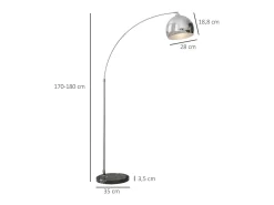 Lámpara de pie Modde Homcom 40W poste ajustable negro/plata 170-180x110-115x30 cm