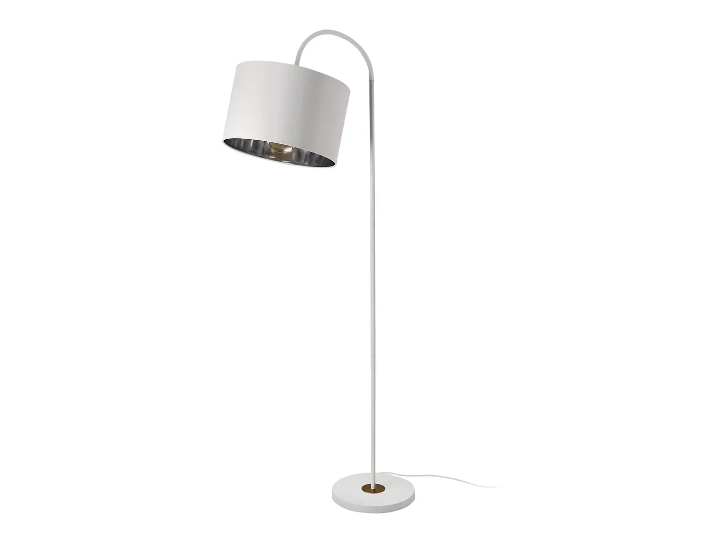 Lámpara de pie moderna diseño de metal y tela 173 cm blanco 03_0005251