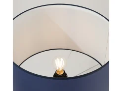 Lámpara de pie Natt moderno de tela/PVC/madera - 1 fuentes luminosas - L.77 x A.140 cm - azul marino/madera natural