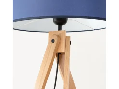 Lámpara de pie Natt moderno de tela/PVC/madera - 1 fuentes luminosas - L.77 x A.140 cm - azul marino/madera natural