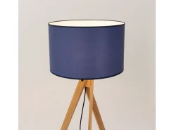 Lámpara de pie Natt moderno de tela/PVC/madera - 1 fuentes luminosas - L.77 x A.140 cm - azul marino/madera natural
