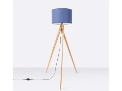 Lámpara de pie Natt moderno de tela/PVC/madera - 1 fuentes luminosas - L.77 x A.140 cm - azul marino/madera natural