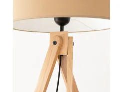 Lámpara de pie Natt moderno de tela/PVC/madera - 1 fuentes luminosas - L.77 x A.140 cm - color topo/madera natural