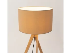 Lámpara de pie Natt moderno de tela/PVC/madera - 1 fuentes luminosas - L.77 x A.140 cm - color topo/madera natural