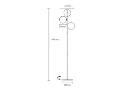 Lámpara de pie negra mate y cristal ahumado D.32 x Alt.148 cm - YUKON