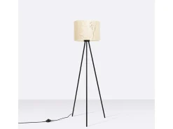 Lámpara de pie Nevia minimalista de tela/PVC/acero - 1 fuentes luminosas - L.40 x A.135 cm - mármol beige/negro