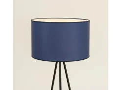 Lámpara de pie Nevia minimalista de tela/PVC/acero - 1 fuentes luminosas - L.40 x A.135 cm - azul marino/negro