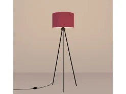 Lámpara de pie Nevia minimalista de tela/PVC/acero - 1 fuentes luminosas - L.40 x A.135 cm - burdeos/negro