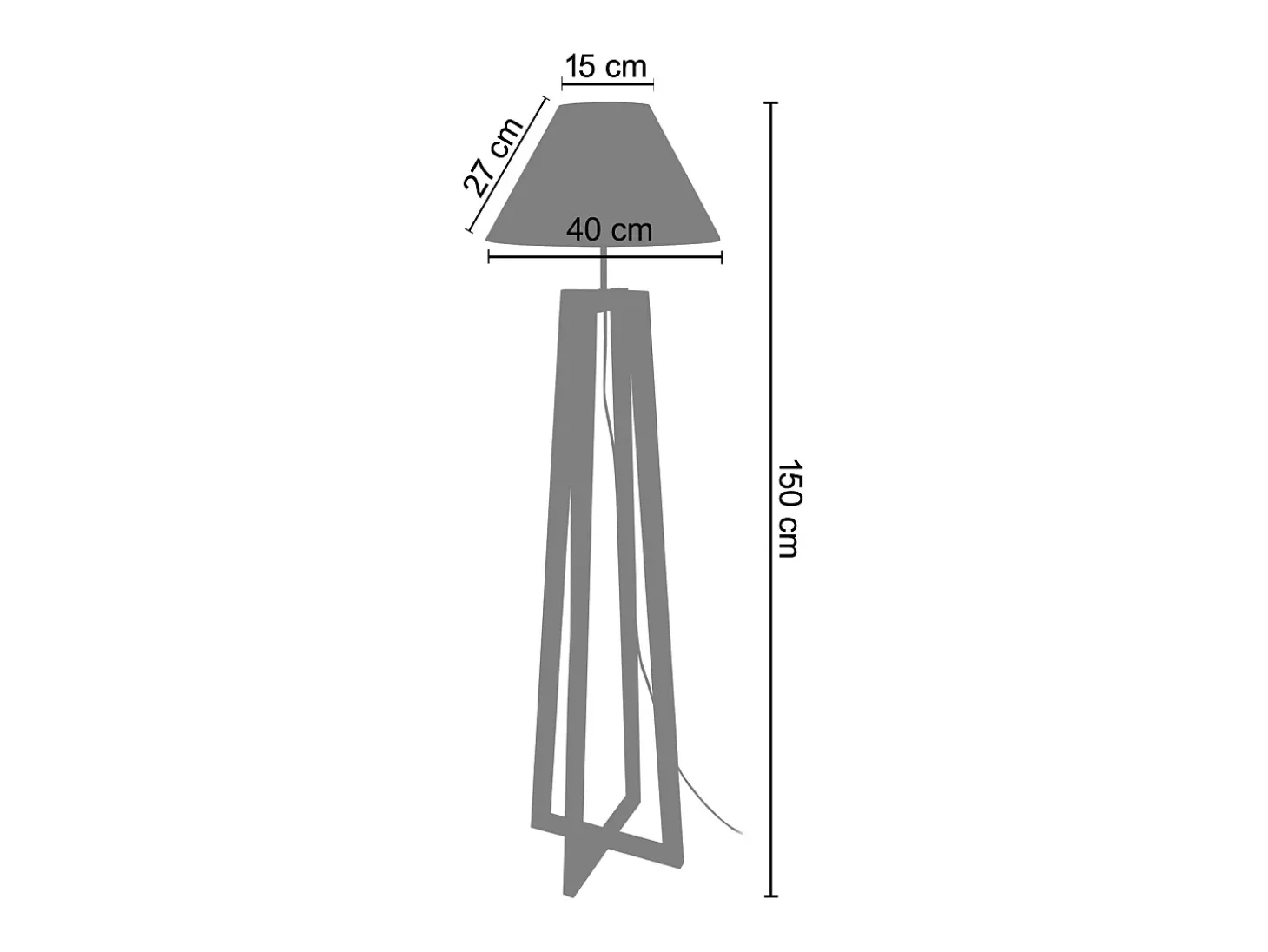 Lámpara de Pie TOSEL , madera,Gris ,A155xD 40xP40cm