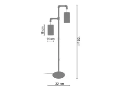 Lámpara de Pie TOSEL ,metal,Negro ,A165xD32xP32cm