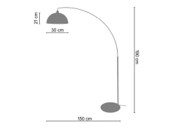 Lámpara de Pie TOSEL ,metal,Negro ,A 190x D150xP40cm