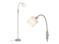 Lámpara de pie vintage negra de tela con arco giratorio de 360° para una iluminación suave y decorativa