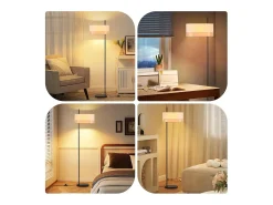 Lámpara de pie vintage Nettlife para salón: lámpara de pie de tela blanca con interruptor E27, estilo rústico retro para dormitorio (bombilla no incluida).