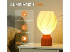 Lámpara de sobremesa Antorcha Homcom 25W luz LED 3000K blanco Ø16,5x28 cm