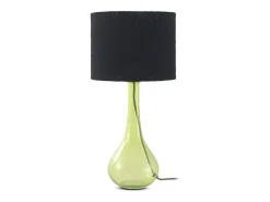 Lámpara de sobremesa cristal verde con tulipa de algodón negra