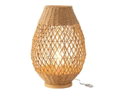 Lámpara de sobremesa de metal y madera beige 38x38x54.5 cm