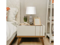 Lámpara de sobremesa Kegan Lumit 60W cuero/blanco Ø30x48 cm