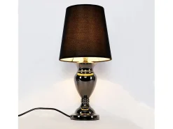 Lámpara de sobremesa lámpara de noche lámpara de lectura aluminio y tela negra y cromo 48 cm 03_0002515