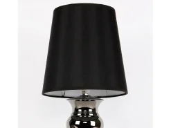 Lámpara de sobremesa lámpara de noche lámpara de lectura aluminio y tela negra y cromo 48 cm 03_0002515