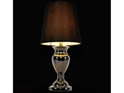 Lámpara de sobremesa lámpara de noche lámpara de lectura aluminio y tela negra y cromo 48 cm 03_0002515