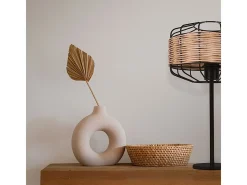 Lámpara de sobremesa Solange Lumit 60W mimbre natural/marrón Ø25x45,5 cm
