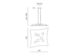 Lámpara de suspensión Isotta 10 luces GX53 gris tórtola - Plafón de diseño moderno 62x69cm, luz de doble emisión, máx 10x8W, IP20, bombillas excluidas