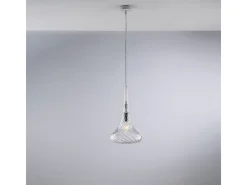 Lámpara de suspensión Nemesis en hierro con cristal pyrex transparente 1 luz 142 Ø20 BL280-S1-TR