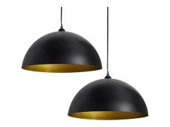 Lámpara de techo 2 uds altura ajustable semiesférica negra ES793355