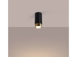 Lámpara de techo Alvor moderno de acero - 1 fuentes luminosas 4000K - L.6 x A.12,5 cm - negro/oro