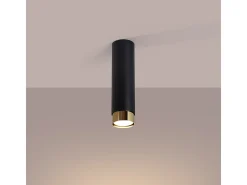 Lámpara de techo Alvor moderno de acero - 1 fuentes luminosas 4000K - L.6 x A.22,5 cm - negro/oro