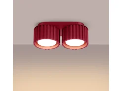 Lámpara De Techo Aura Minimalista De Aluminio - 2 Fuentes Luminosas - L.21 X A.12 Cm - Borgoña
