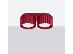 Lámpara De Techo Aura Minimalista De Aluminio - 2 Fuentes Luminosas - L.21 X A.12 Cm - Borgoña