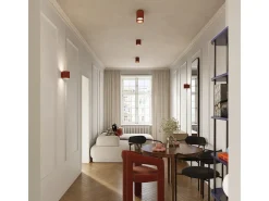Lámpara De Techo Aura Minimalista De Aluminio - 1 Fuentes Luminosas - L.10 X A.10 Cm - Ocre Rojo