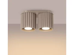 Lámpara De Techo Aura Minimalista De Aluminio - 2 Fuentes Luminosas - L.21 X A.12 Cm - Gris Pardo