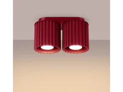 Lámpara De Techo Aura Minimalista De Aluminio - 2 Fuentes Luminosas - L.21 X A.12 Cm - Borgoña
