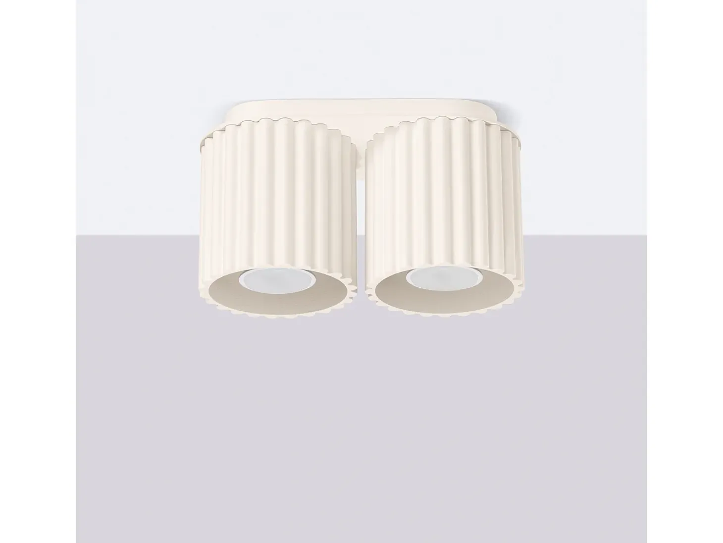 Lámpara De Techo Aura Minimalista De Aluminio - 2 Fuentes Luminosas - L.21 X A.12 Cm - Beige