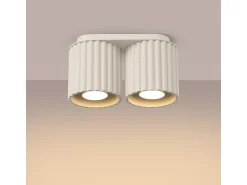 Lámpara De Techo Aura Minimalista De Aluminio - 2 Fuentes Luminosas - L.21 X A.12 Cm - Beige