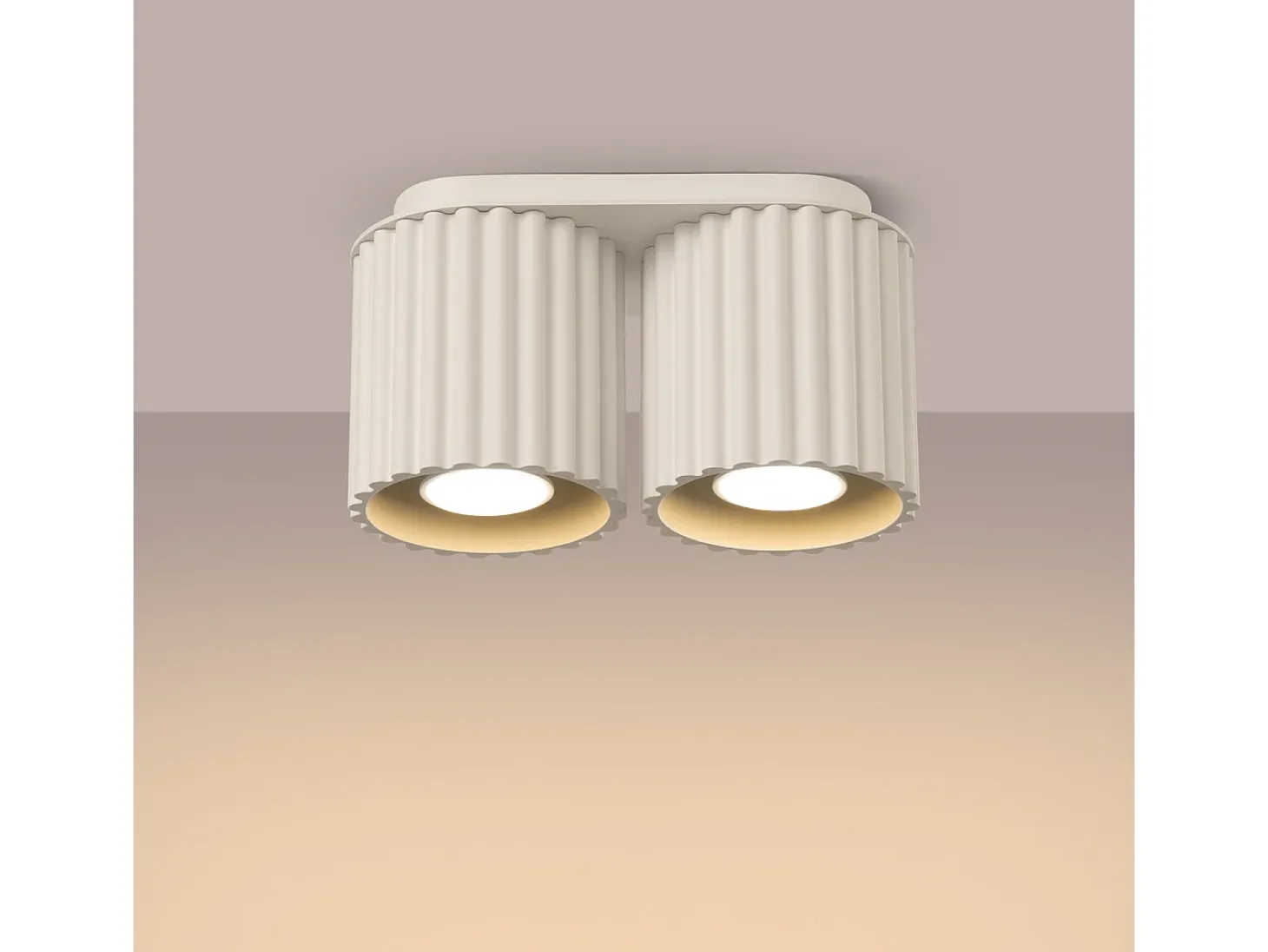 Lámpara De Techo Aura Minimalista De Aluminio - 2 Fuentes Luminosas - L.21 X A.12 Cm - Beige