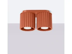 Lámpara De Techo Aura Minimalista De Aluminio - 2 Fuentes Luminosas - L.21 X A.12 Cm - Ocre Rojo
