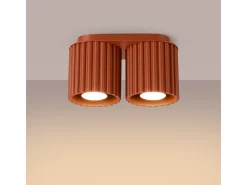 Lámpara De Techo Aura Minimalista De Aluminio - 2 Fuentes Luminosas - L.21 X A.12 Cm - Ocre Rojo