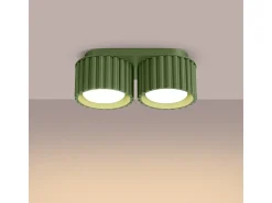 Lámpara De Techo Aura Minimalista De Aluminio - 2 Fuentes Luminosas - L.21 X A.12 Cm - Verde Oliva