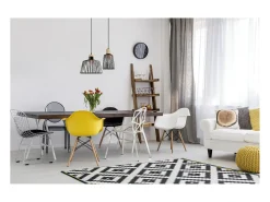 Lámpara de techo BAGUET estilo moderno - Alt. 120 cm x D.ø30 cm- E27 42W - ip20 - acero y madera - negro